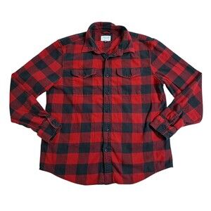 American Eagle Mens Large Flannel Red Black Check Plaid Lumberjack Shirt Soft